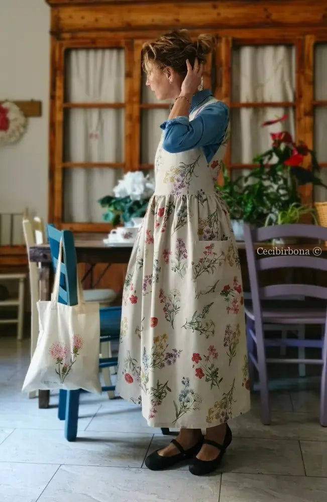 Il grembiule dell’erbario botanico (Ref. 495) grembiule donna tessuti moderni