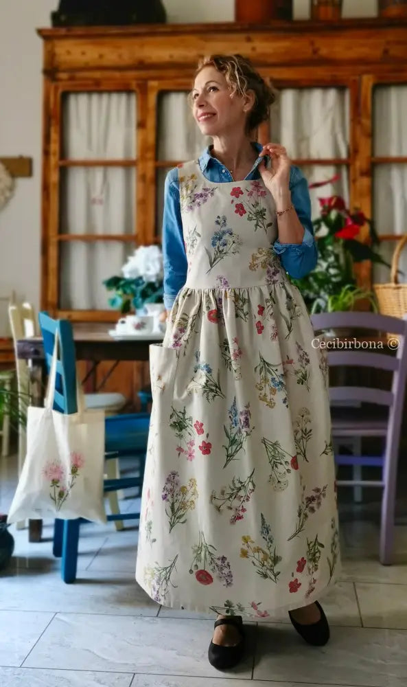 Il grembiule dell’erbario botanico (Ref. 495) grembiule donna tessuti moderni