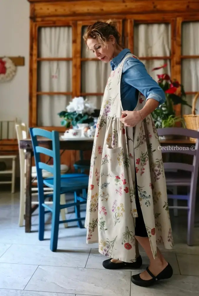 Il grembiule dell’erbario botanico (Ref. 495) grembiule donna tessuti moderni