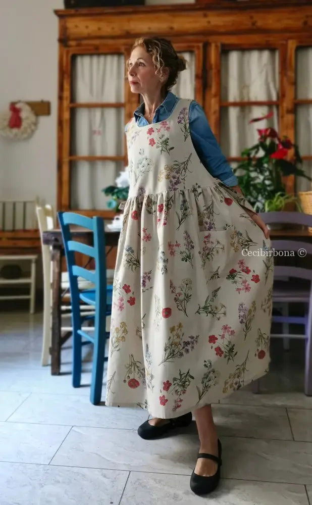 Il grembiule dell’erbario botanico (Ref. 495) grembiule donna tessuti moderni