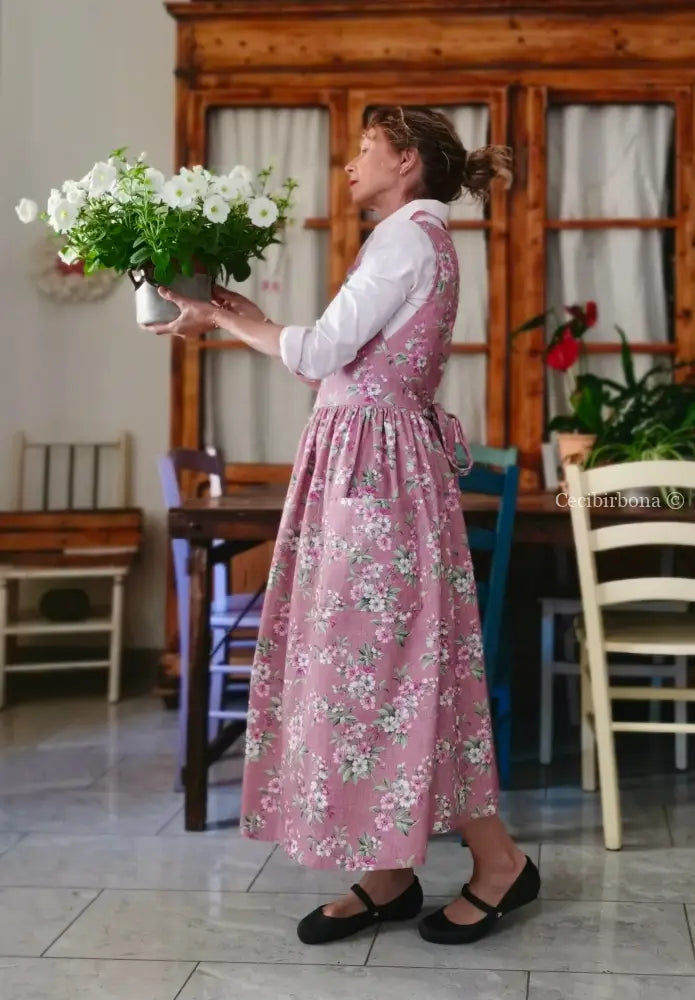 Il grembiule rosa della primavera (Ref. 504) - grembiule donna tessuti moderni