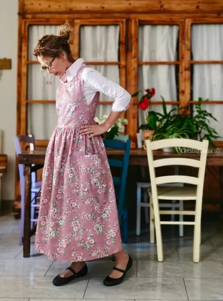 Il grembiule rosa della primavera (Ref. 504) - grembiule donna tessuti moderni
