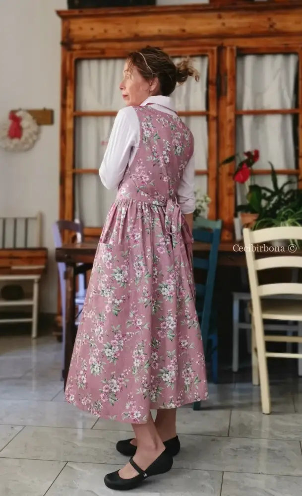 Il grembiule rosa della primavera (Ref. 504) - grembiule donna tessuti moderni