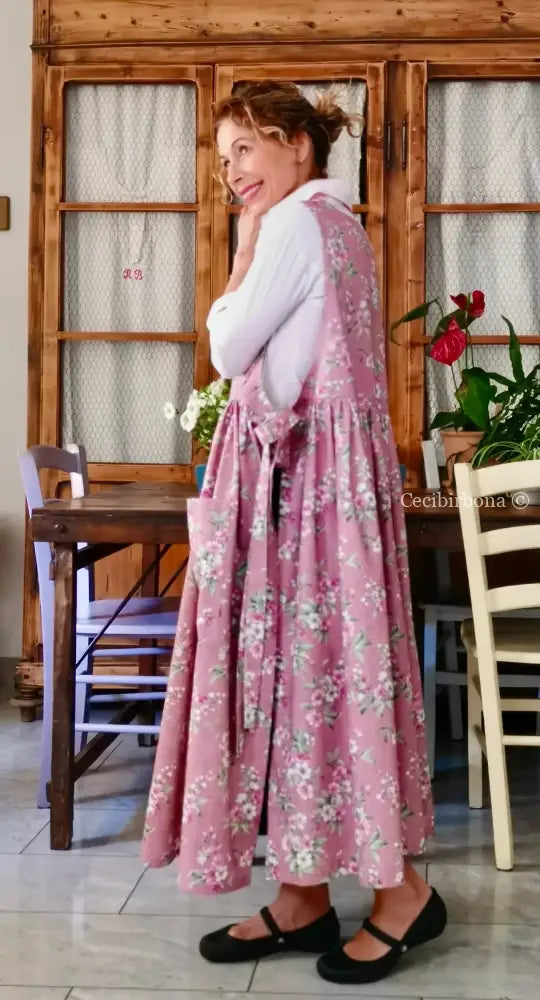 Il grembiule rosa della primavera (Ref. 504) - grembiule donna tessuti moderni