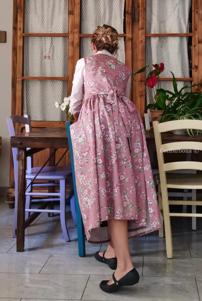 Il grembiule rosa della primavera (Ref. 504) - grembiule donna tessuti moderni