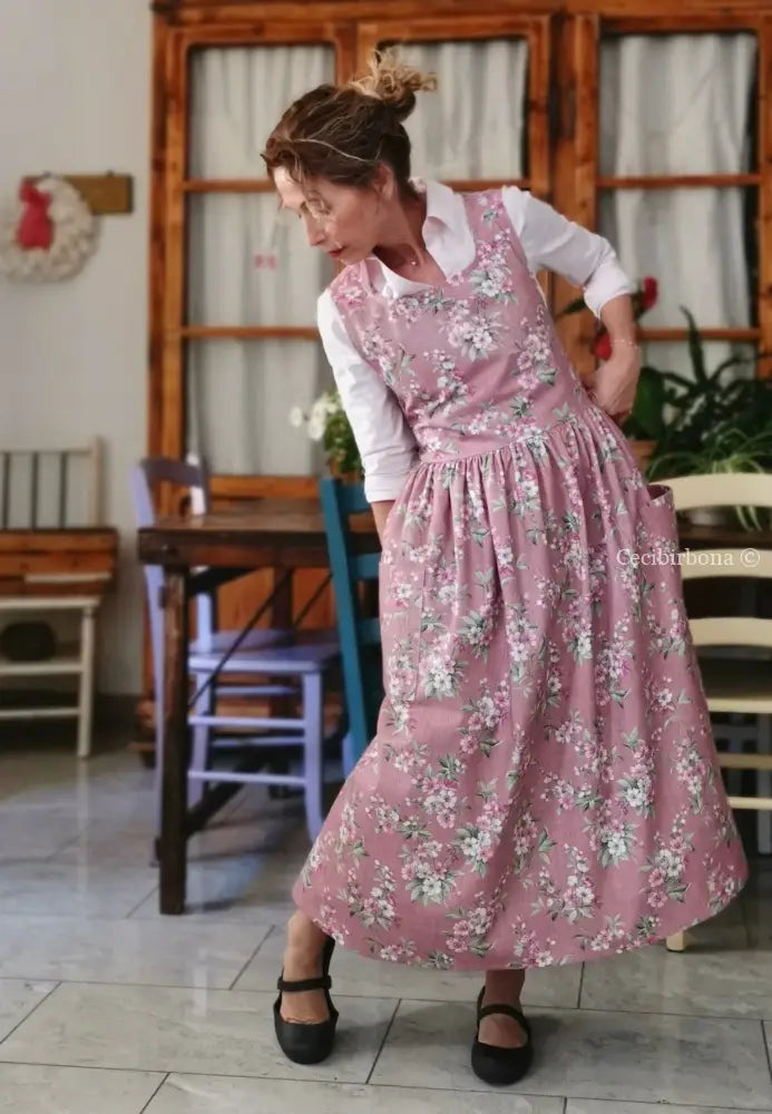 Il grembiule rosa della primavera (Ref. 504) - grembiule donna tessuti moderni