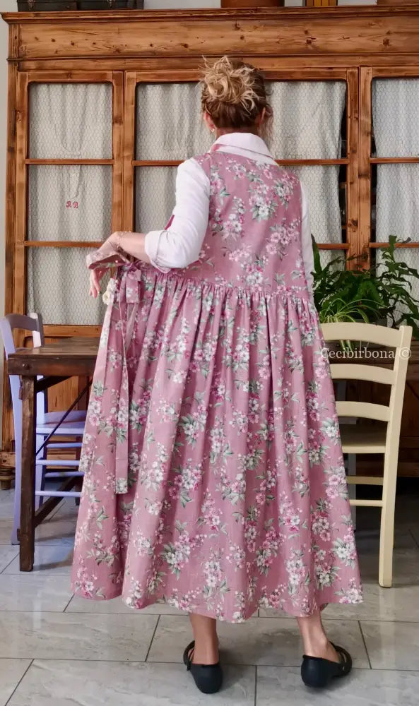 Il grembiule rosa della primavera (Ref. 504) - grembiule donna tessuti moderni