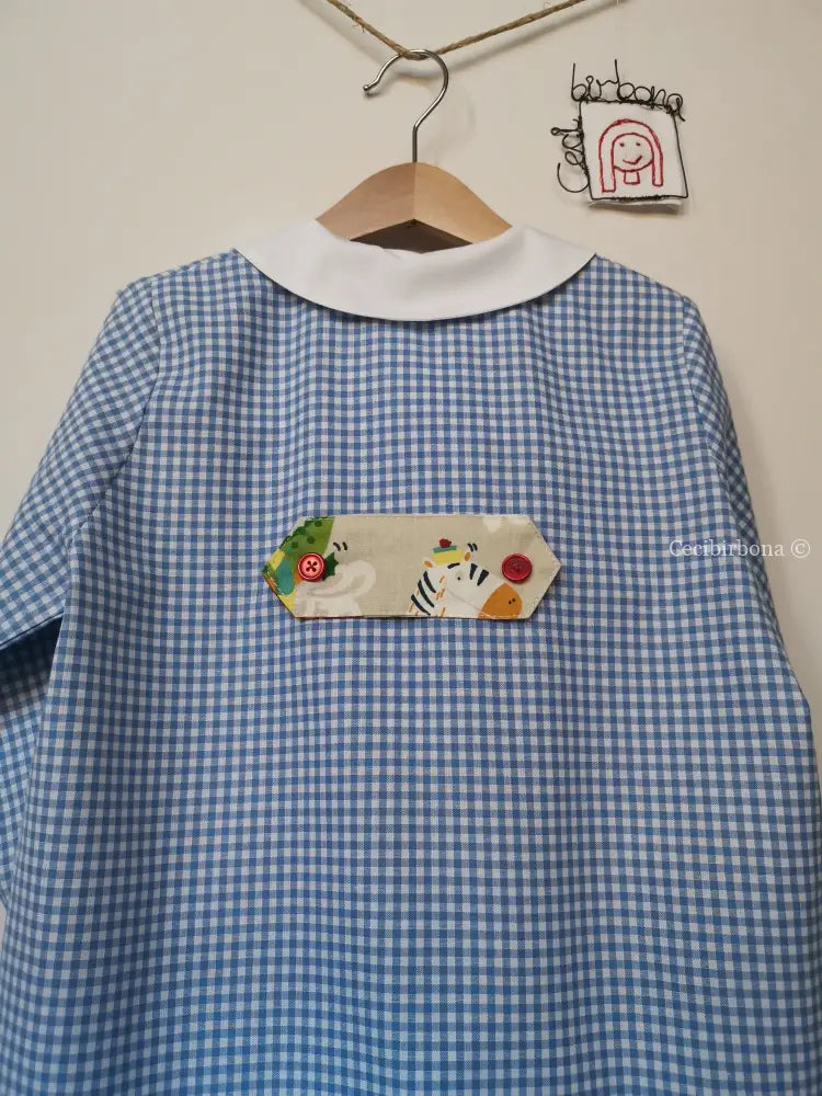 Il grembiulino azzurro con gli animali della savana per bimbo grembiule asilo bimbo