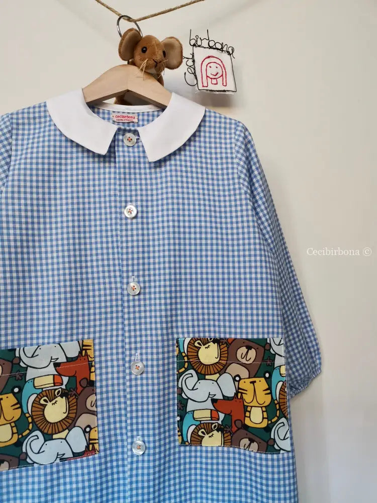 Il grembiulino azzurro della giungla per bimbo grembiule asilo bimbo