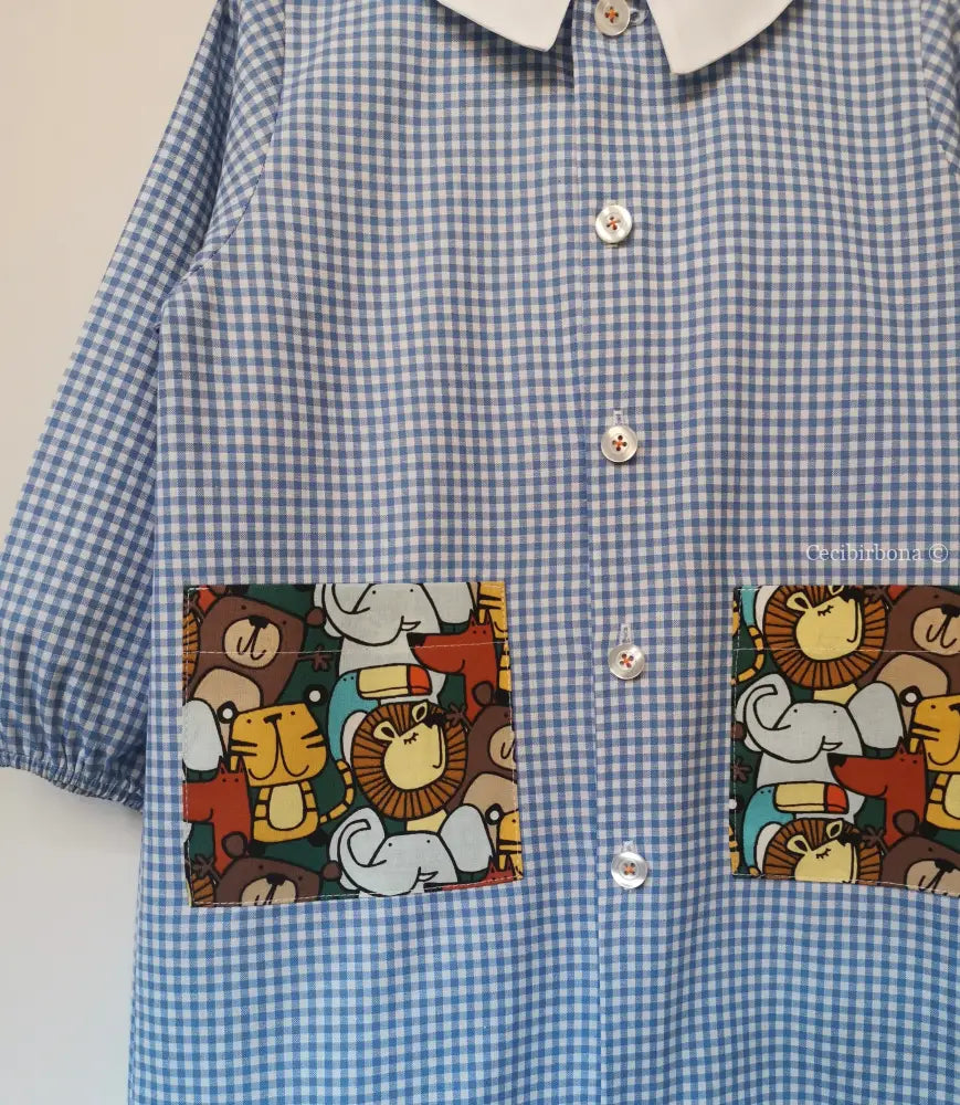 Il grembiulino azzurro della giungla per bimbo grembiule asilo bimbo