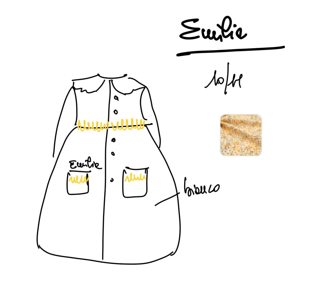 Il grembiulino bianco con le rouche gialle grembiule scuola bimba