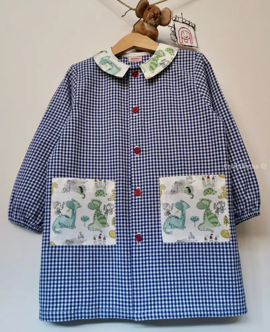 Il grembiulino blu con i dinosauri per bimbo grembiule asilo bimbo