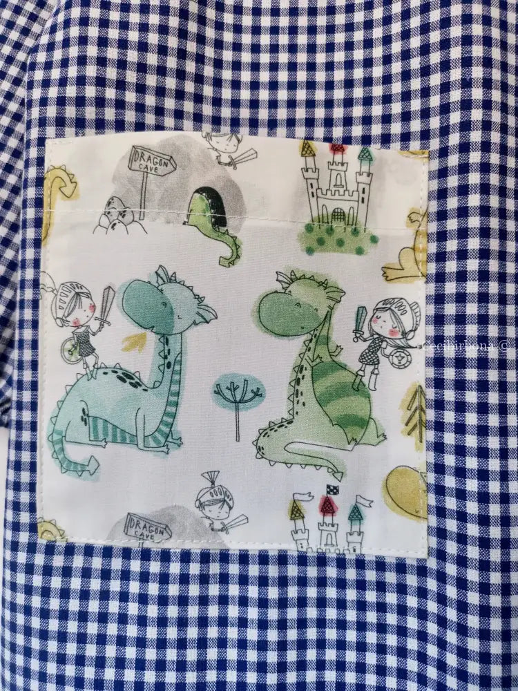 Il grembiulino blu con i dinosauri per bimbo grembiule asilo bimbo