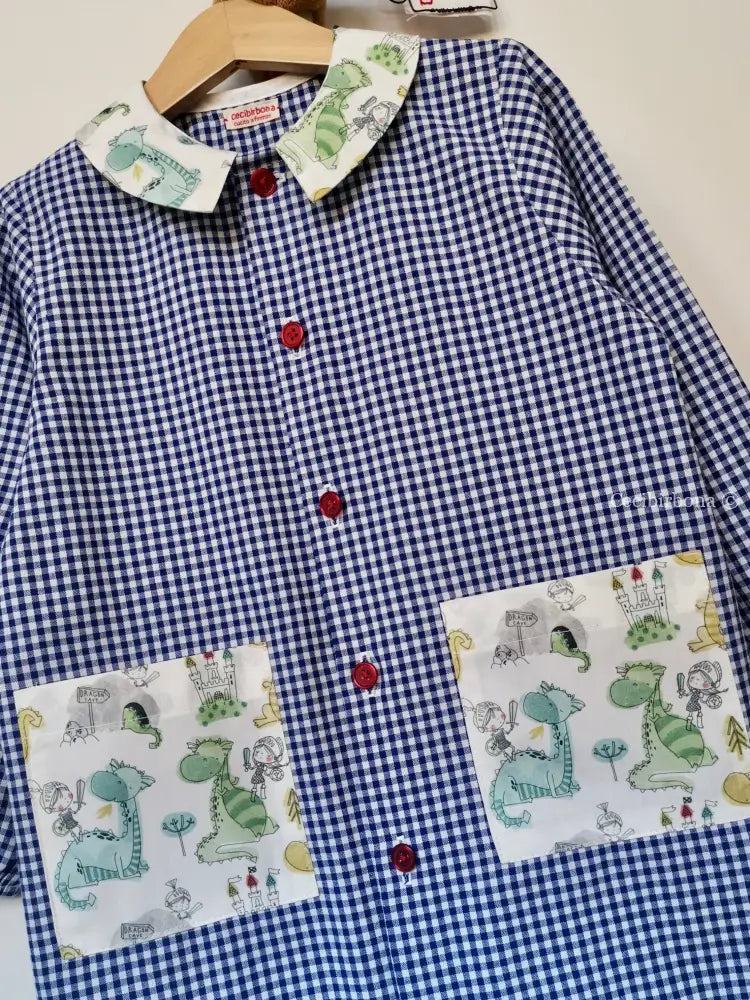 Il grembiulino blu con i dinosauri per bimbo grembiule asilo bimbo