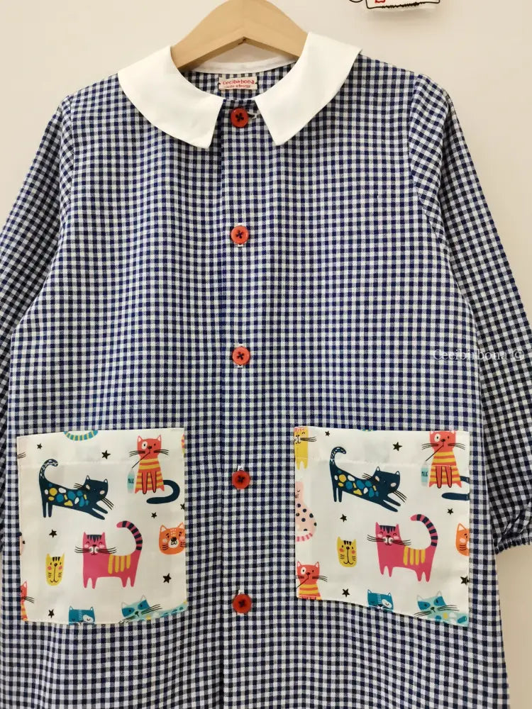 Il grembiulino blu con i gattini per bimbo grembiule asilo bimbo