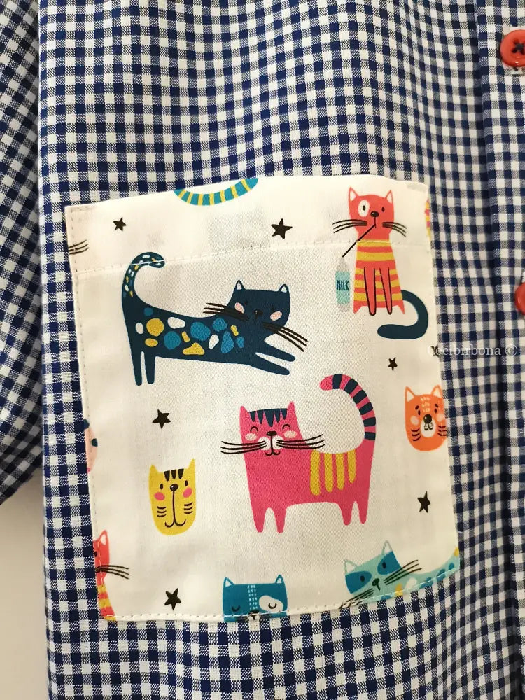 Il grembiulino blu con i gattini per bimbo grembiule asilo bimbo