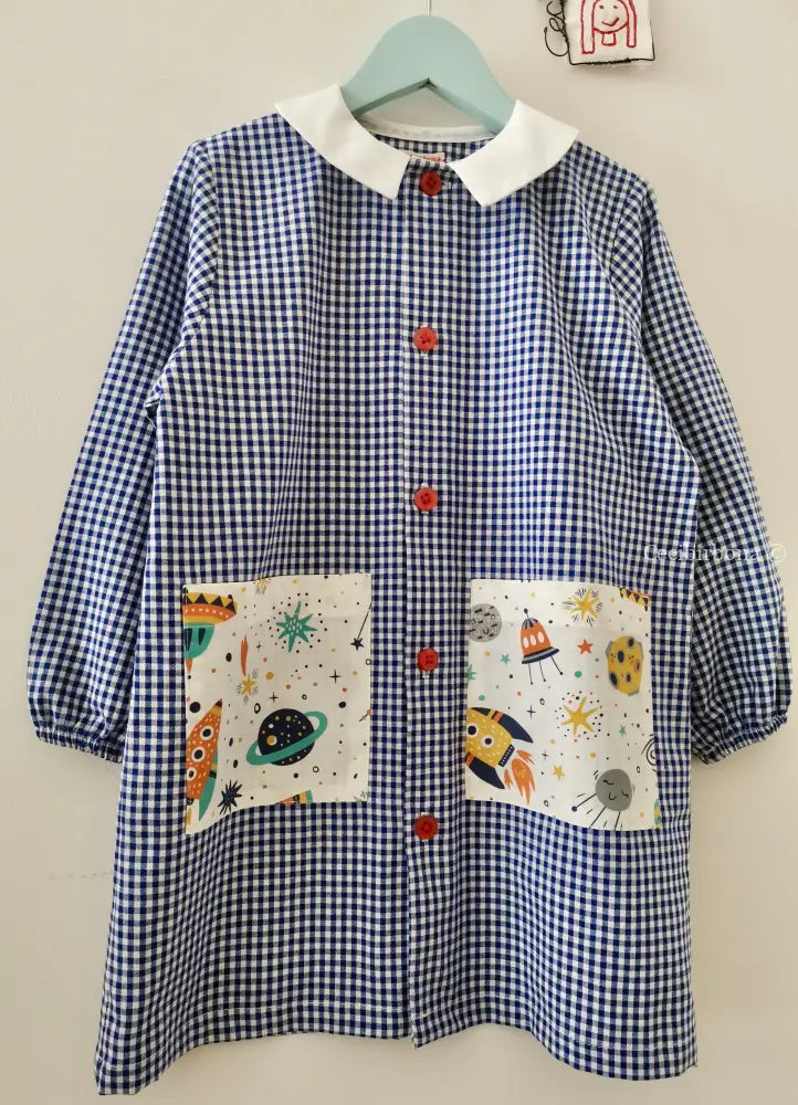 Il grembiulino blu con le navicelle spaziali per bimbo grembiule asilo bimbo