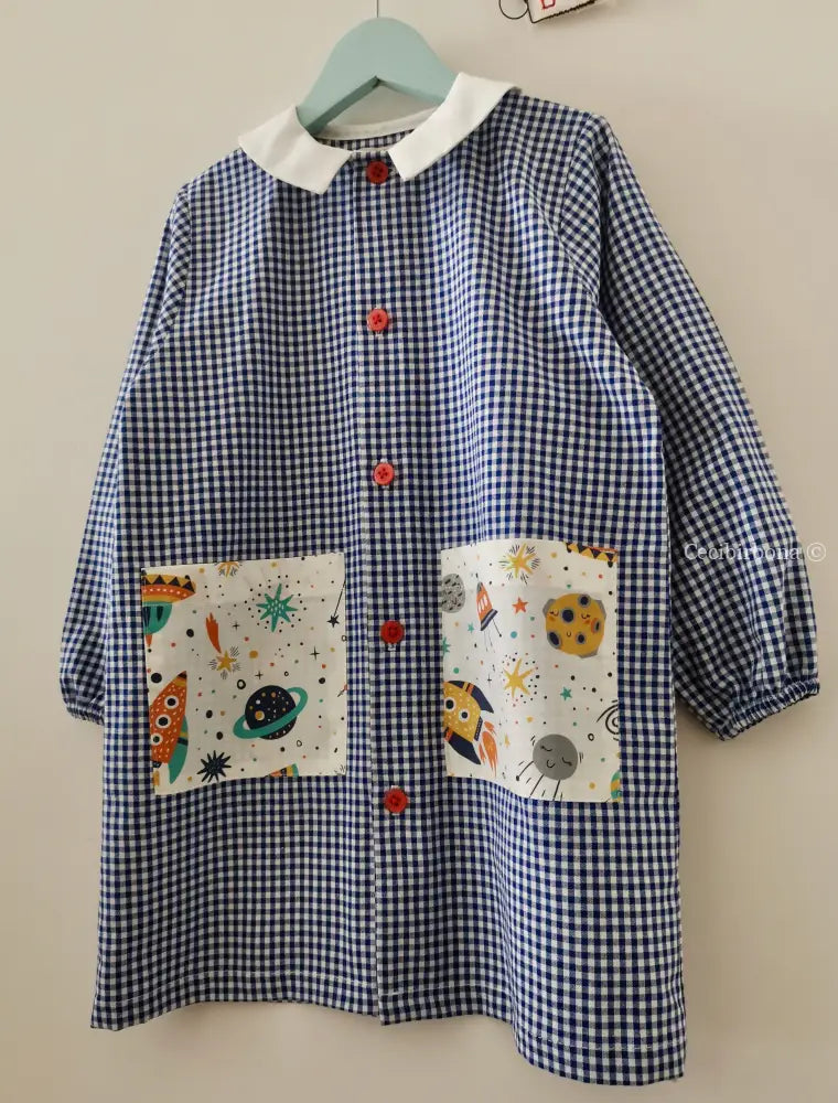 Il grembiulino blu con le navicelle spaziali per bimbo grembiule asilo bimbo