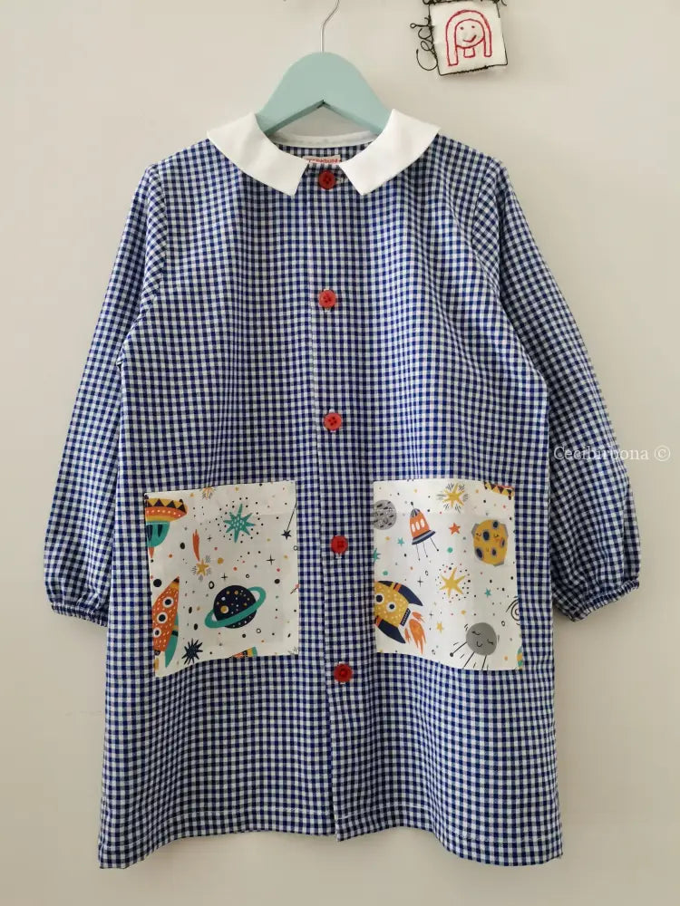 Il grembiulino blu con le navicelle spaziali per bimbo grembiule asilo bimbo