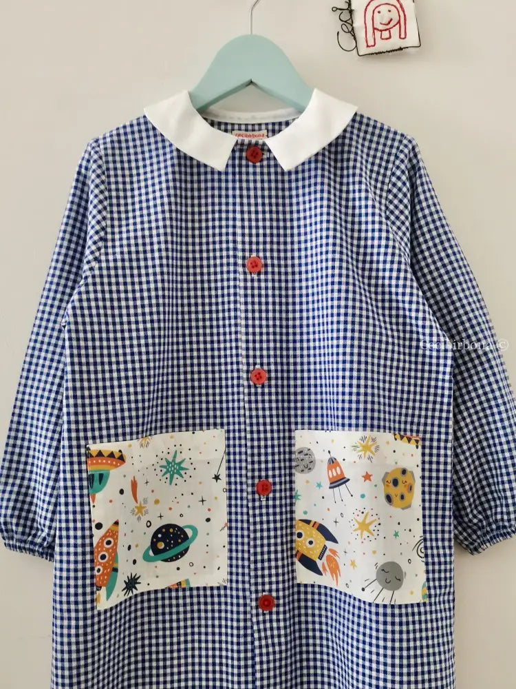Il grembiulino blu con le navicelle spaziali per bimbo grembiule asilo bimbo
