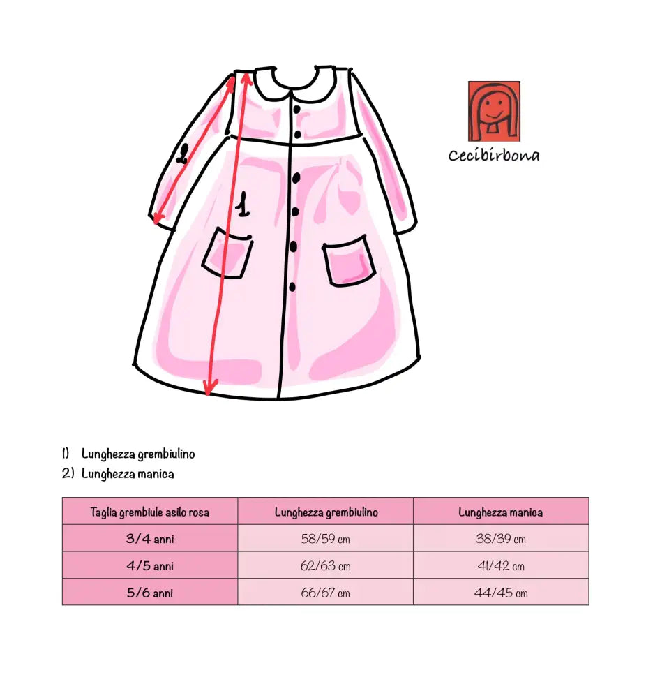 Il grembiulino con i fiori rosa e i nontiscordardime - Grembiule bianco per asilo con tasche a fiorellini rosa