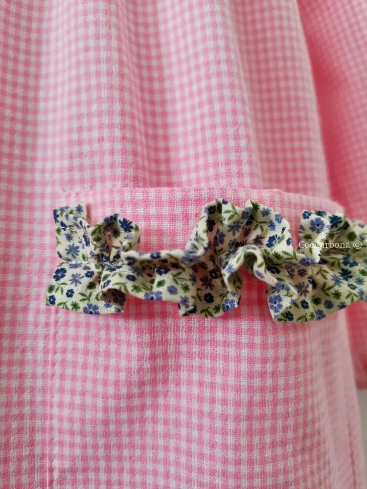 IN SALDO Grembiule bambina per asilo 4/5 anni con rouches a fiorellini azzurri grembiule asilo bimba