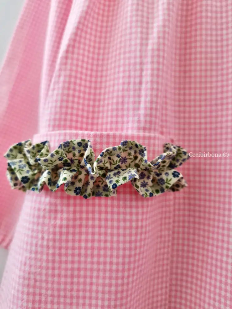 IN SALDO Grembiule bambina per asilo 4/5 anni con rouches a fiorellini azzurri grembiule asilo bimba