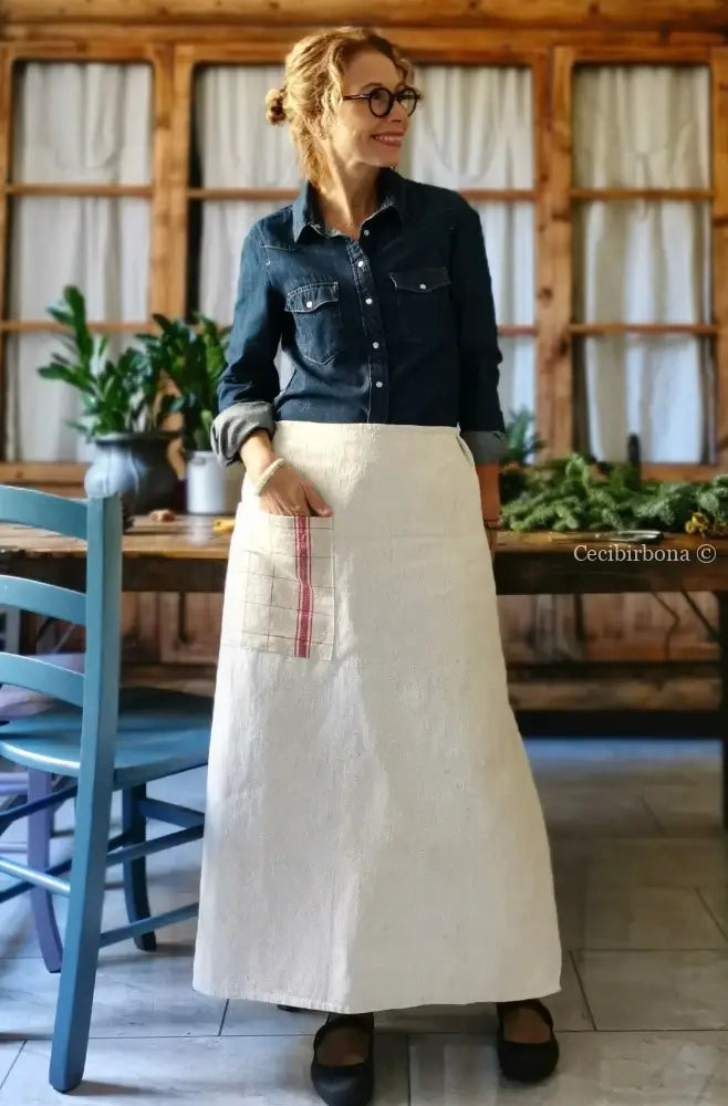 Mezzo grembiule antico (Ref. 25) grembiule donna tessuti antichi