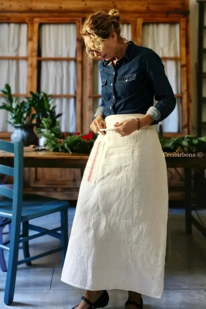 Mezzo grembiule antico (Ref. 25) grembiule donna tessuti antichi