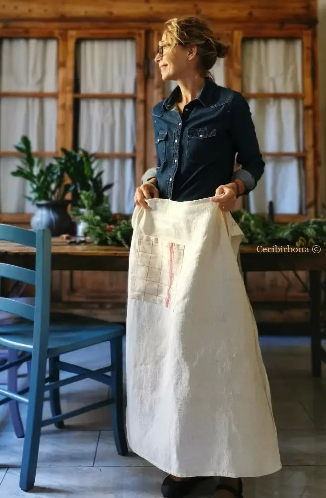 Mezzo grembiule antico (Ref. 25) grembiule donna tessuti antichi