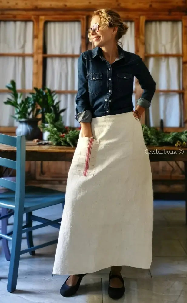 Mezzo grembiule antico (Ref. 25) grembiule donna tessuti antichi