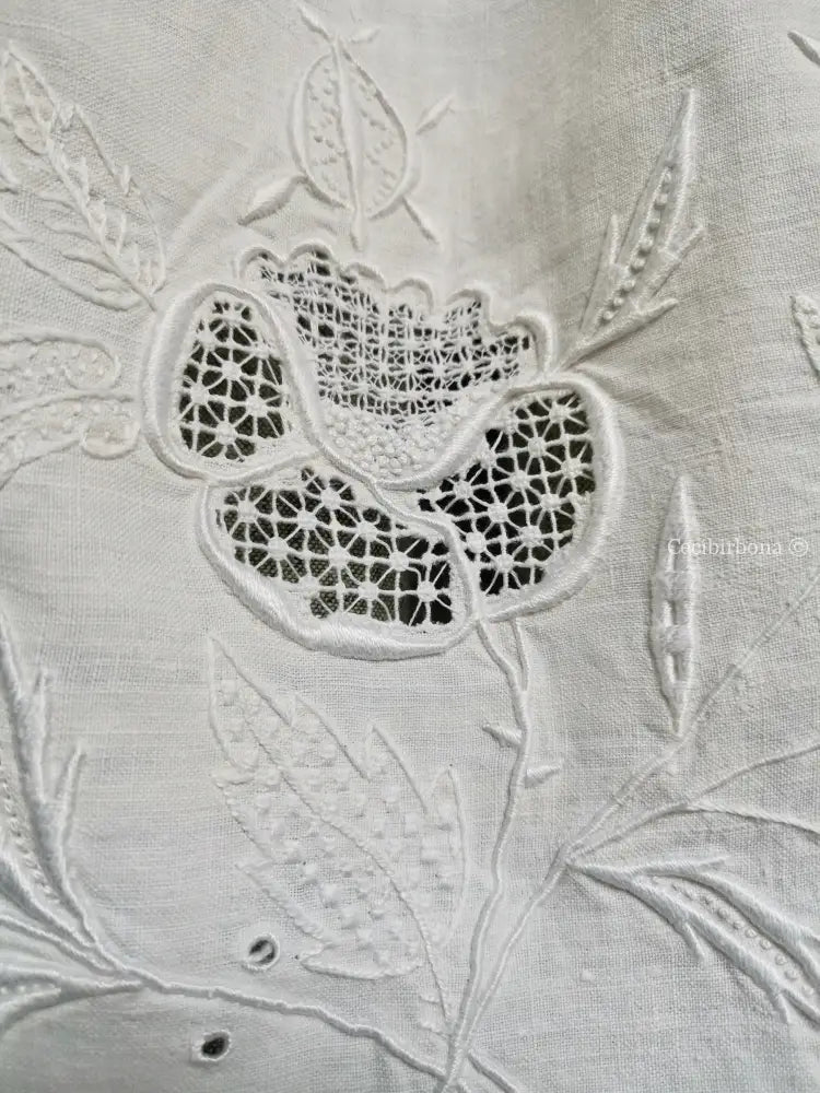 Mezzo grembiule in lino ricamato con monogramma e fascia rosa (Ref. 172) grembiule donna in tessuto antico