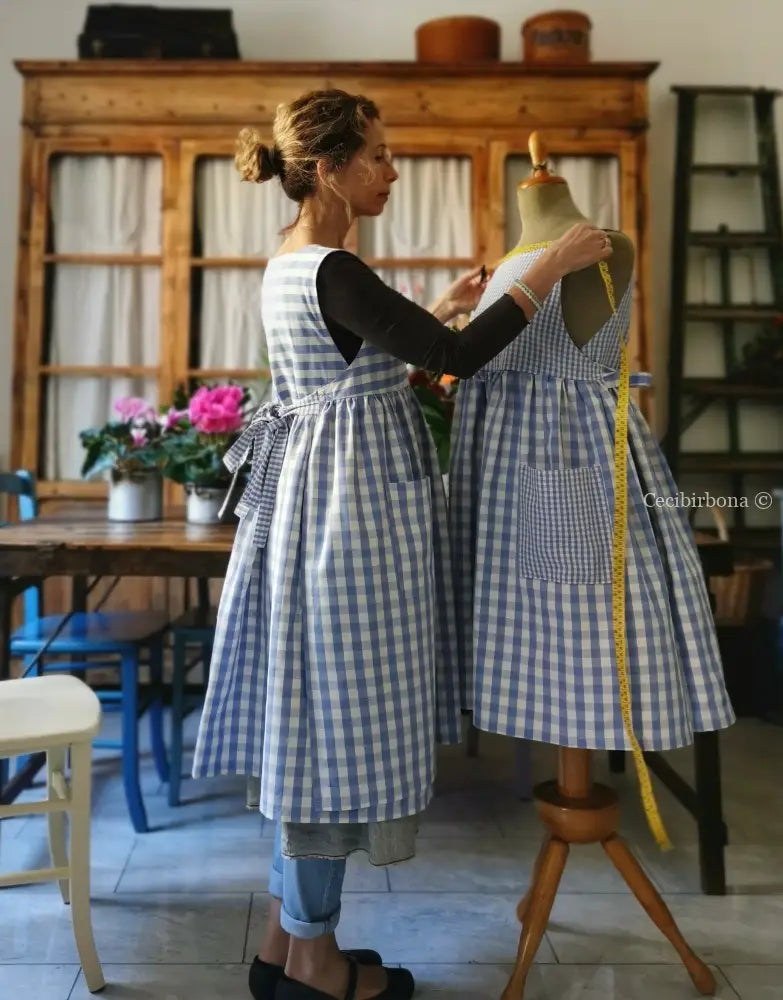 Riservato DISPONIBILE IN PREORDINE Grembiule da cucina per donna in cotone a quadri verde kiwi grembiule donna tessuti