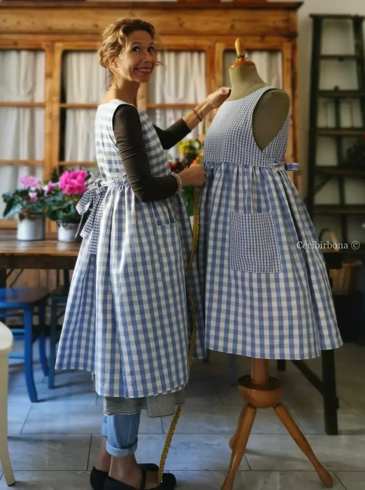 Riservato DISPONIBILE IN PREORDINE Grembiule da cucina per donna in cotone a quadri verde kiwi grembiule donna tessuti