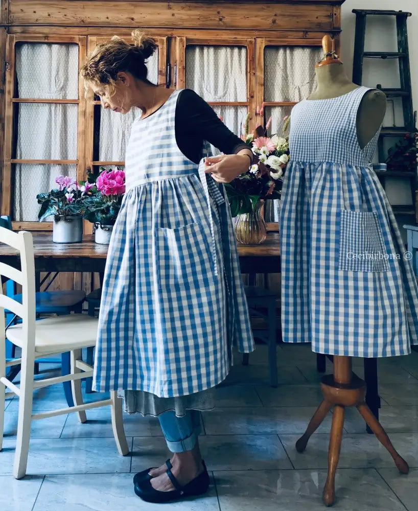 Riservato DISPONIBILE IN PREORDINE Grembiule da cucina per donna in cotone a quadri verde kiwi grembiule donna tessuti