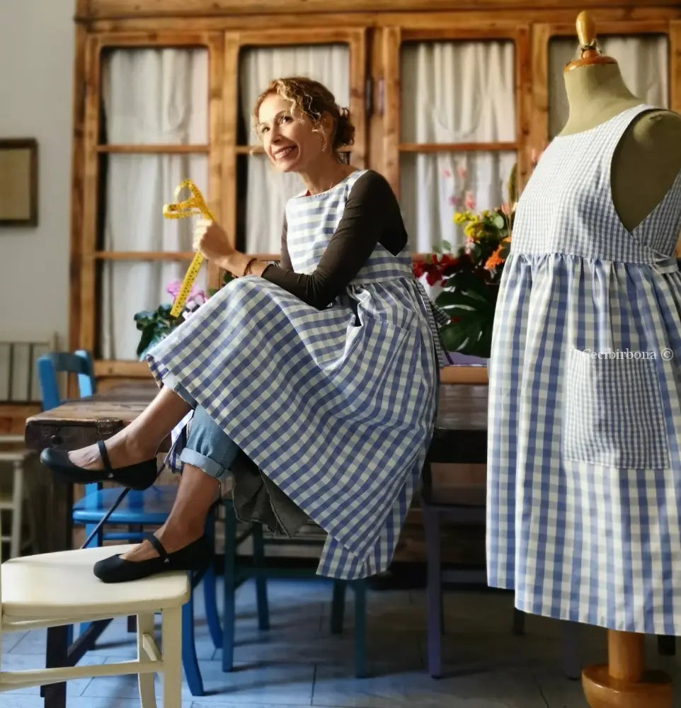 Riservato DISPONIBILE IN PREORDINE Grembiule da cucina per donna in cotone a quadri verde kiwi grembiule donna tessuti