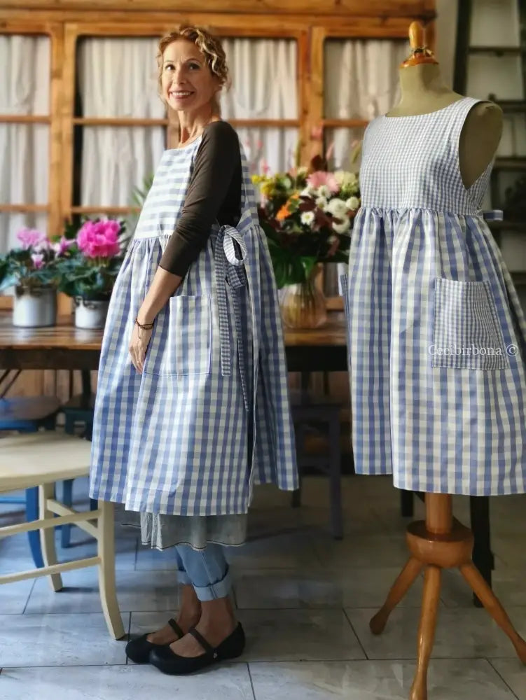 Riservato DISPONIBILE IN PREORDINE Grembiule da cucina per donna in cotone a quadri verde kiwi grembiule donna tessuti