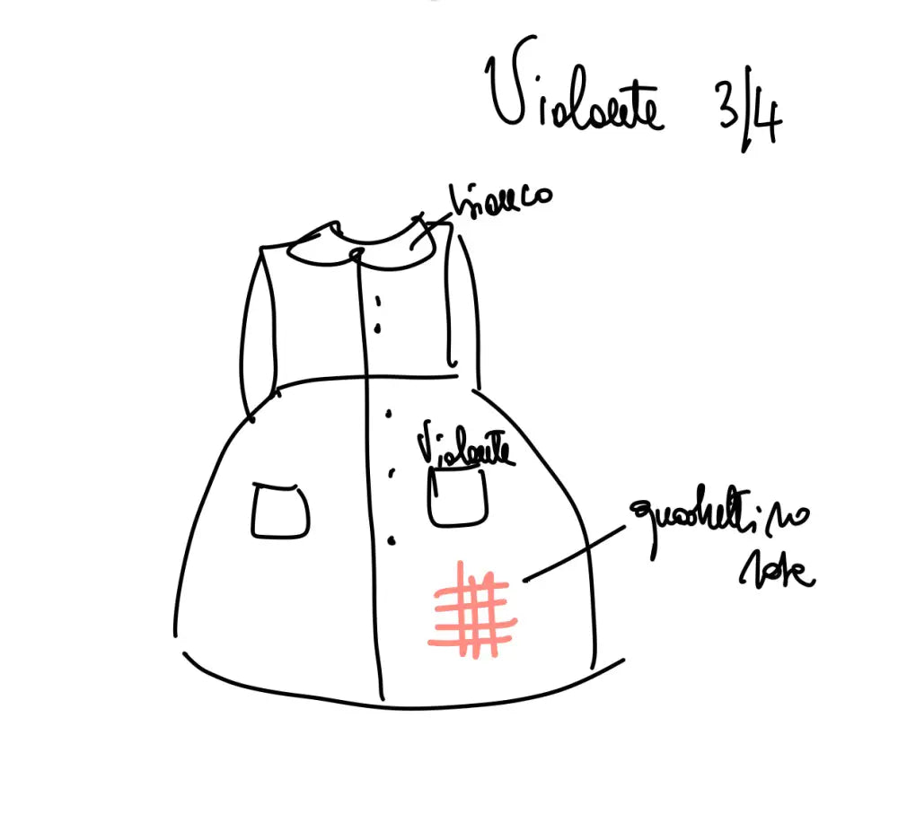 Riservato le Violante - grembiulino quadrettini bambina 3/4 grembiule asilo bimba