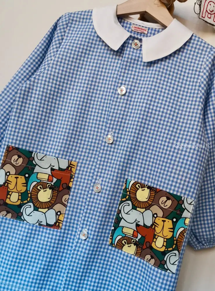 Riservato per Armin Il grembiulino azzurro della giungla per bimbo grembiule asilo bimbo