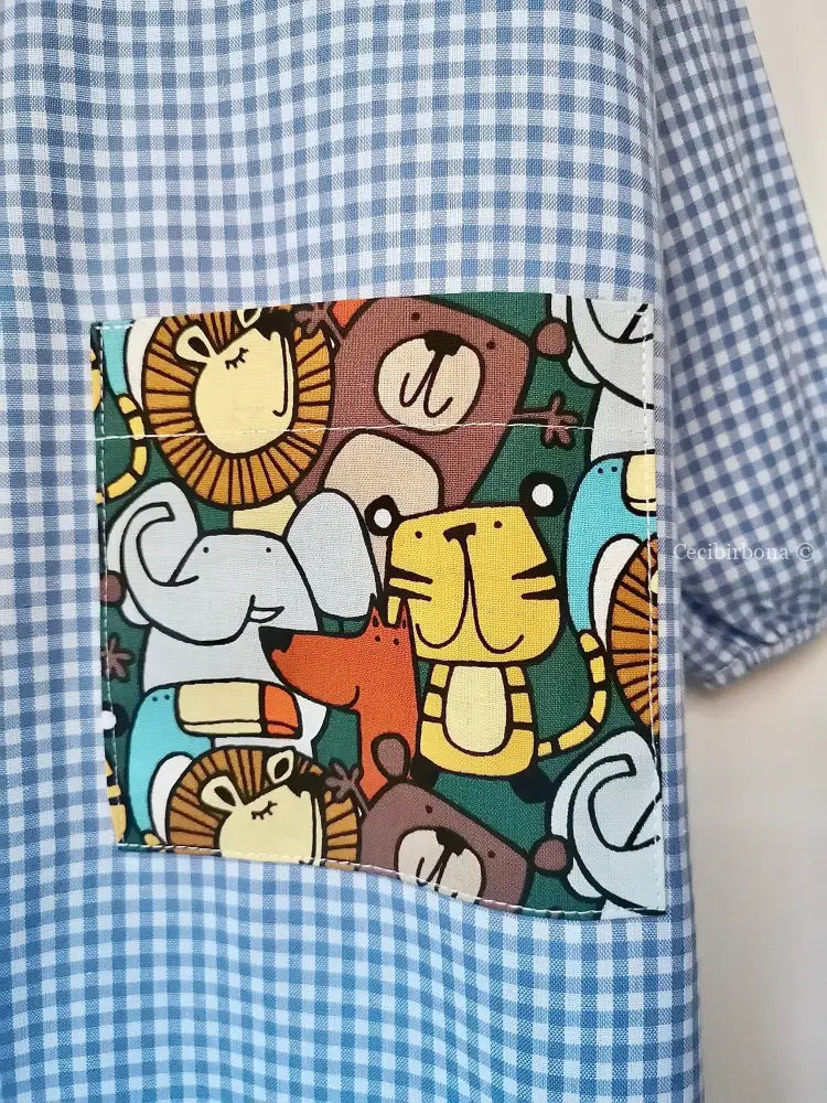 Riservato per Armin Il grembiulino azzurro della giungla per bimbo grembiule asilo bimbo