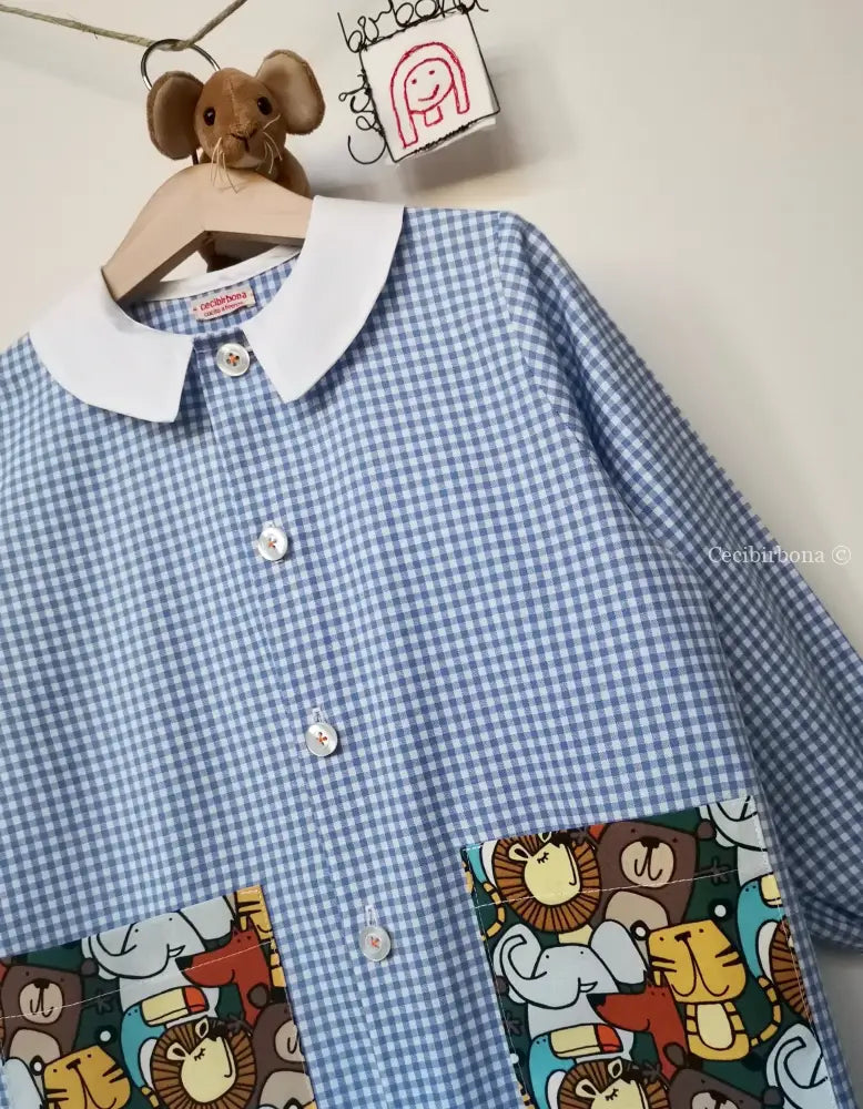 Riservato per Armin Il grembiulino azzurro della giungla per bimbo grembiule asilo bimbo