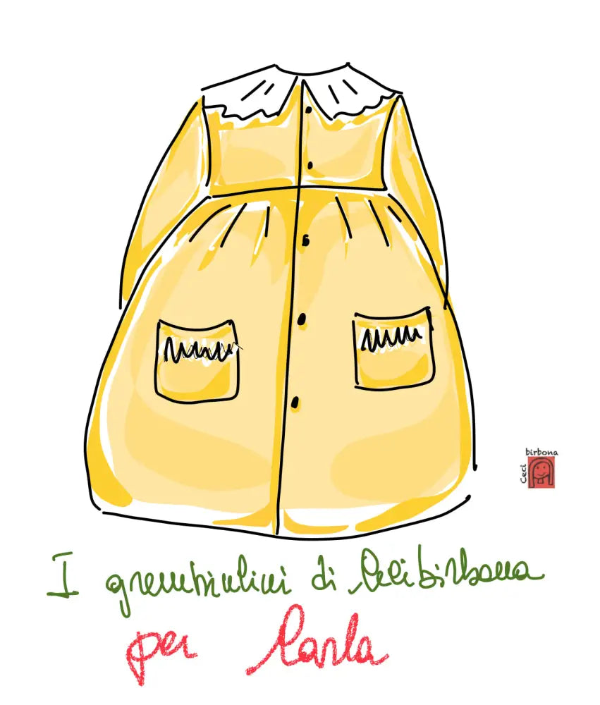 Riservato per Carla Il grembiulino con i pois rosa - Grembiule per asilo con rouche a pois rosa in cotone grembiule