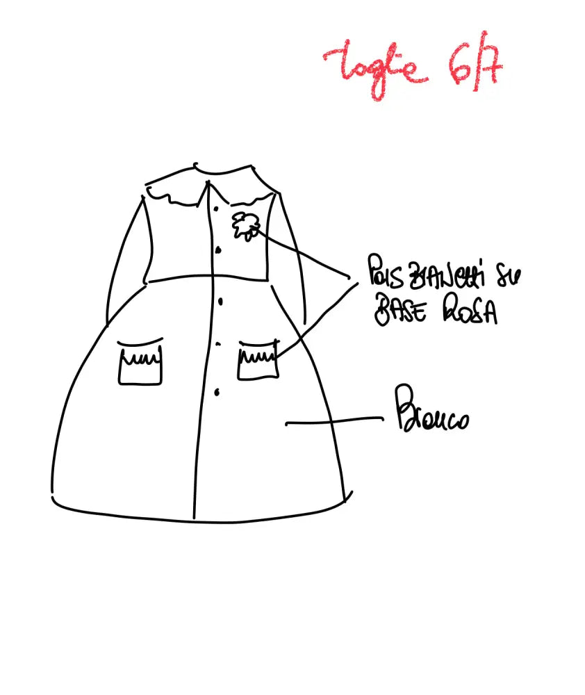 Riservato per Carla Il grembiulino con i pois rosa - Grembiule per asilo con rouche a pois rosa in cotone grembiule