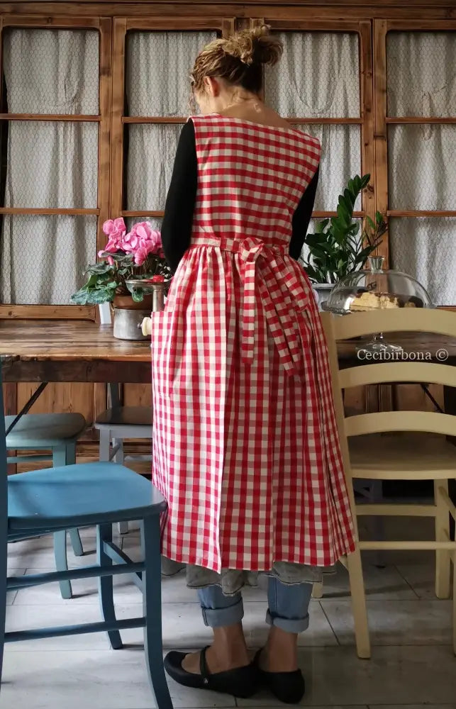 RISERVATO PER CAROLYNN DISPONIBILE IN PREORDINE Grembiule da cucina in cotone a quadri blu per donna grembiule donna