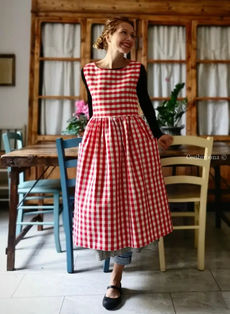 RISERVATO PER CAROLYNN DISPONIBILE IN PREORDINE Grembiule da cucina in cotone a quadri blu per donna grembiule donna