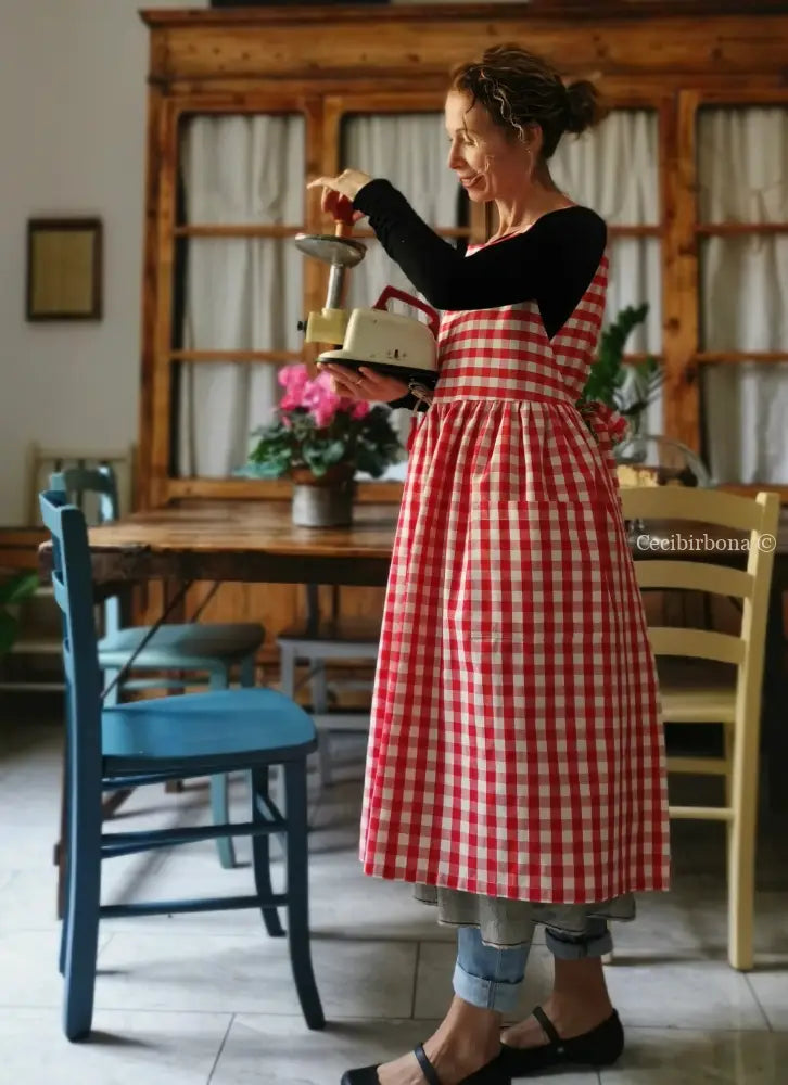 RISERVATO PER CAROLYNN DISPONIBILE IN PREORDINE Grembiule da cucina in cotone a quadri blu per donna grembiule donna