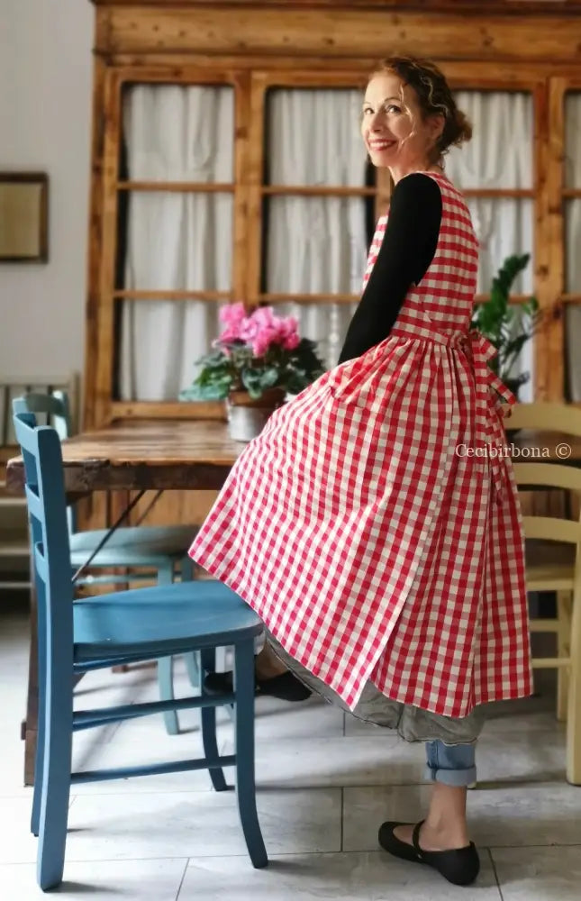 RISERVATO PER CAROLYNN DISPONIBILE IN PREORDINE Grembiule da cucina in cotone a quadri blu per donna grembiule donna