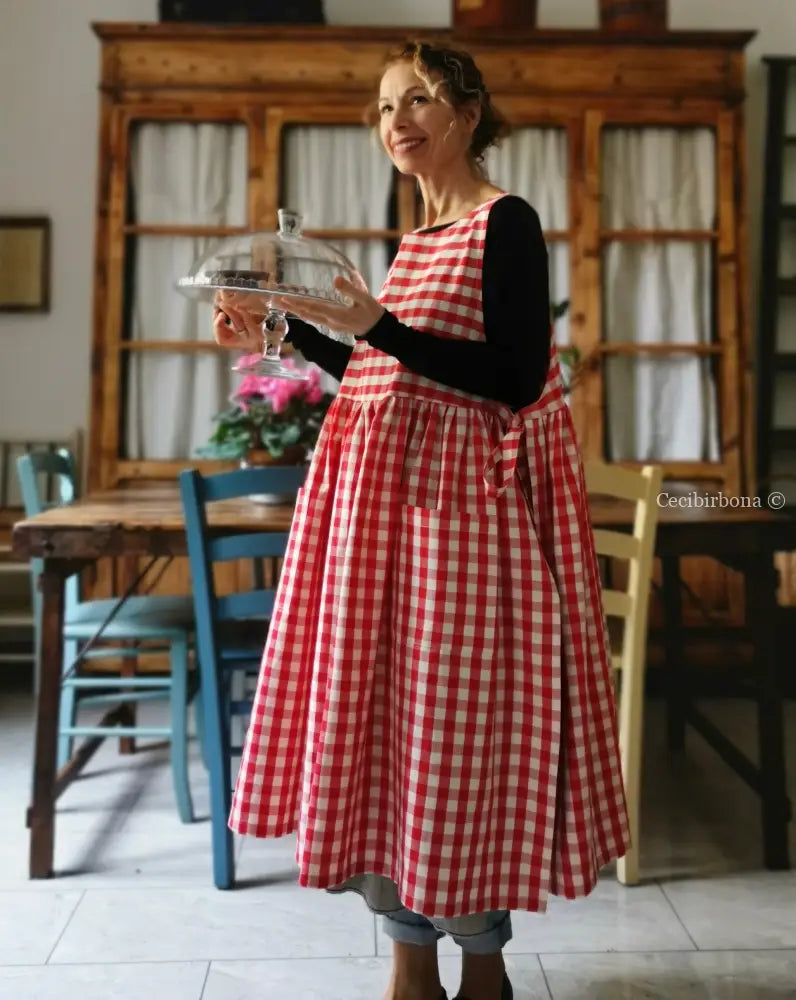 RISERVATO PER CAROLYNN DISPONIBILE IN PREORDINE Grembiule da cucina in cotone a quadri blu per donna grembiule donna