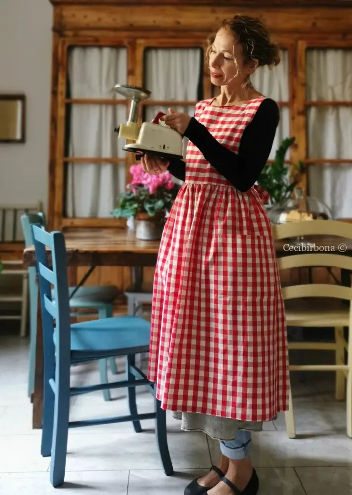 RISERVATO PER CAROLYNN DISPONIBILE IN PREORDINE Grembiule da cucina in cotone a quadri blu per donna grembiule donna