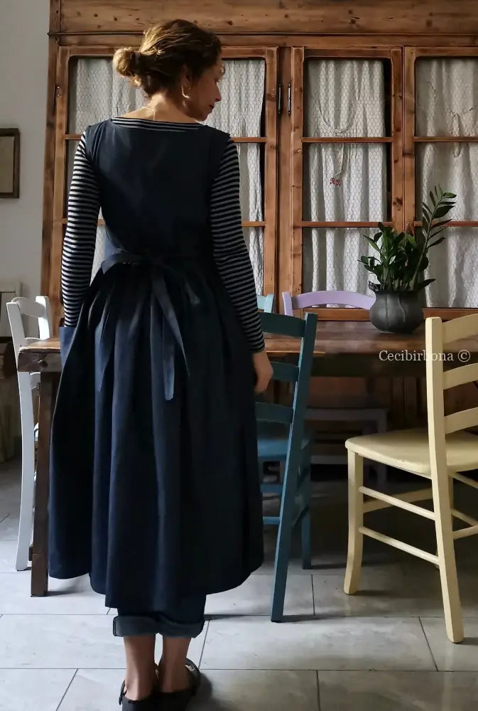 Riservato per Claudia Il grembiule da cucina in chambray blu scuro grembiule donna tessuti moderni